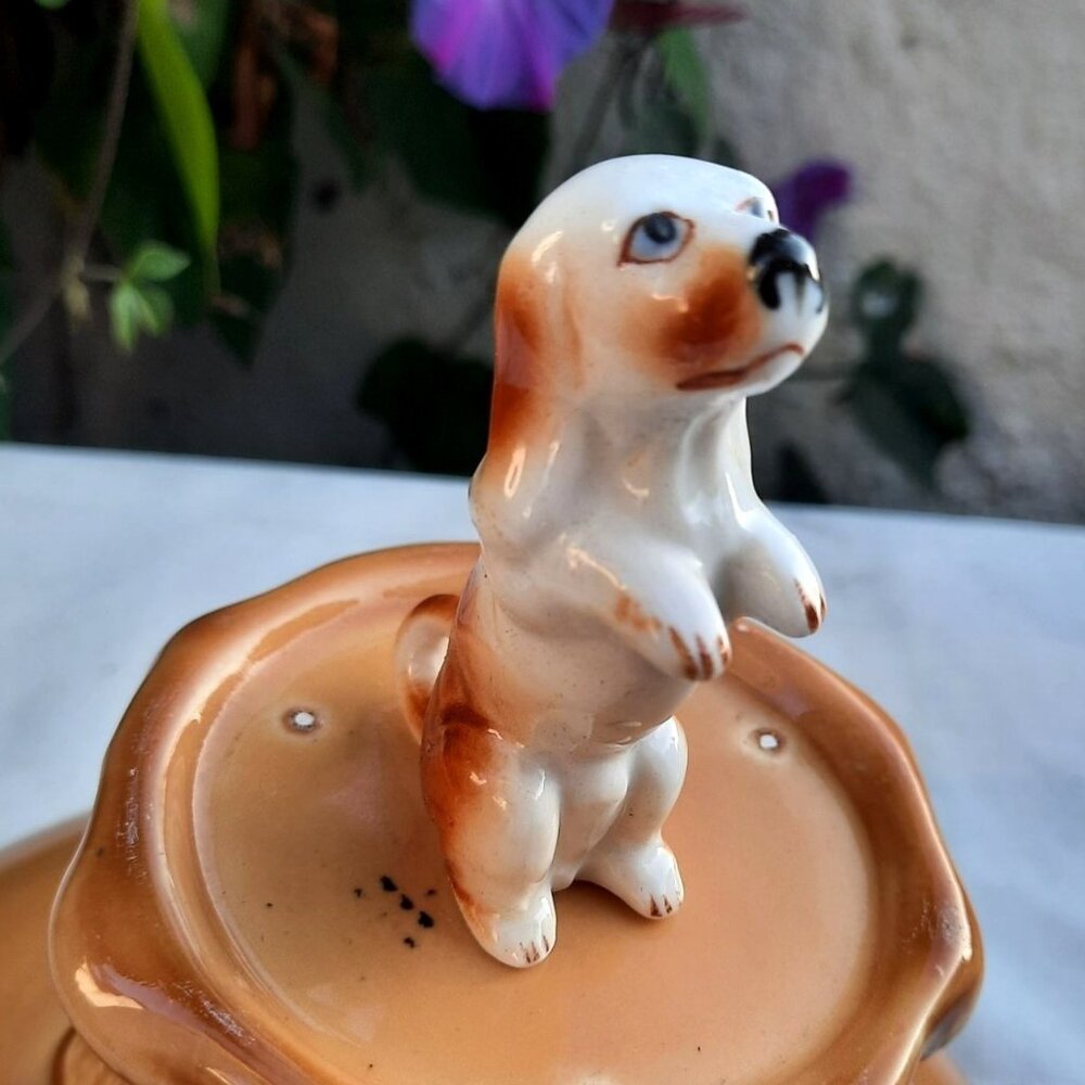 Vintage Miniature Dachshund Weiner Dog Sitting Up Figurine 3" Tall Porcelain